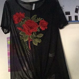 Mesh rose shirt